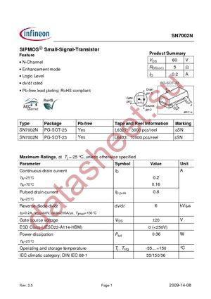 SN7002N E6433 datasheet  